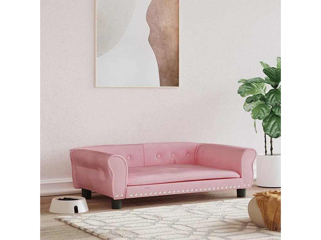 Lit pour chien rose 95x55x30 cm velours