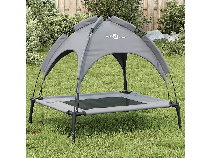 Lit pour chien avec auvent anthracite tissu Oxford et acier