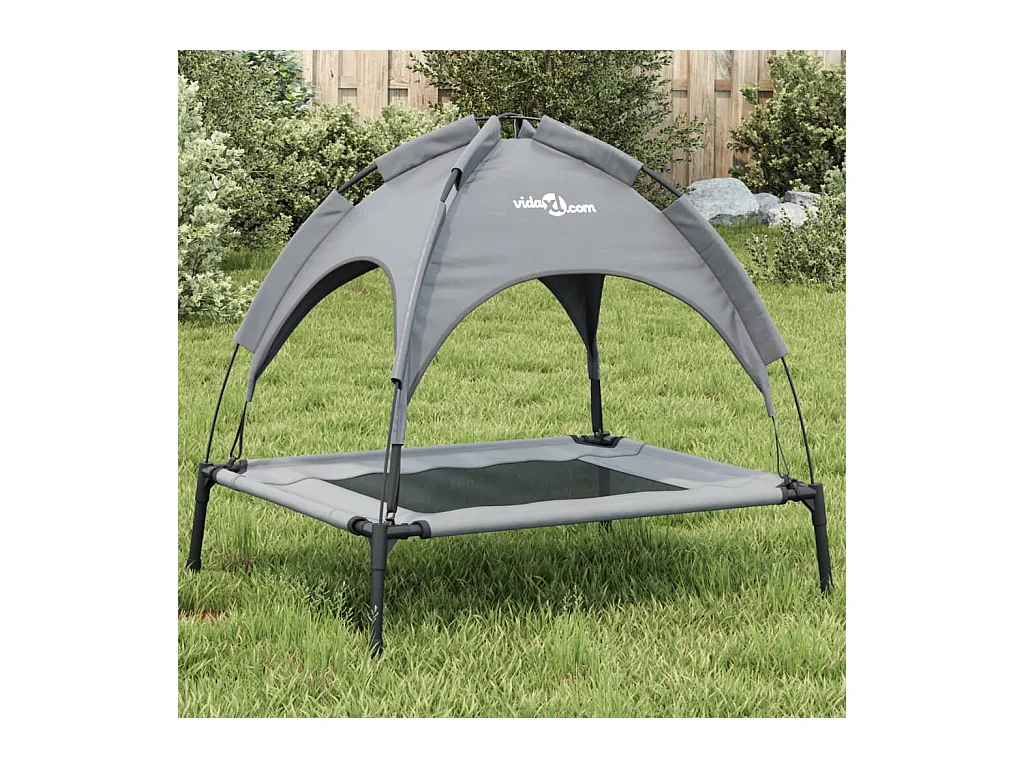 Lit pour chien avec auvent anthracite tissu Oxford et acier