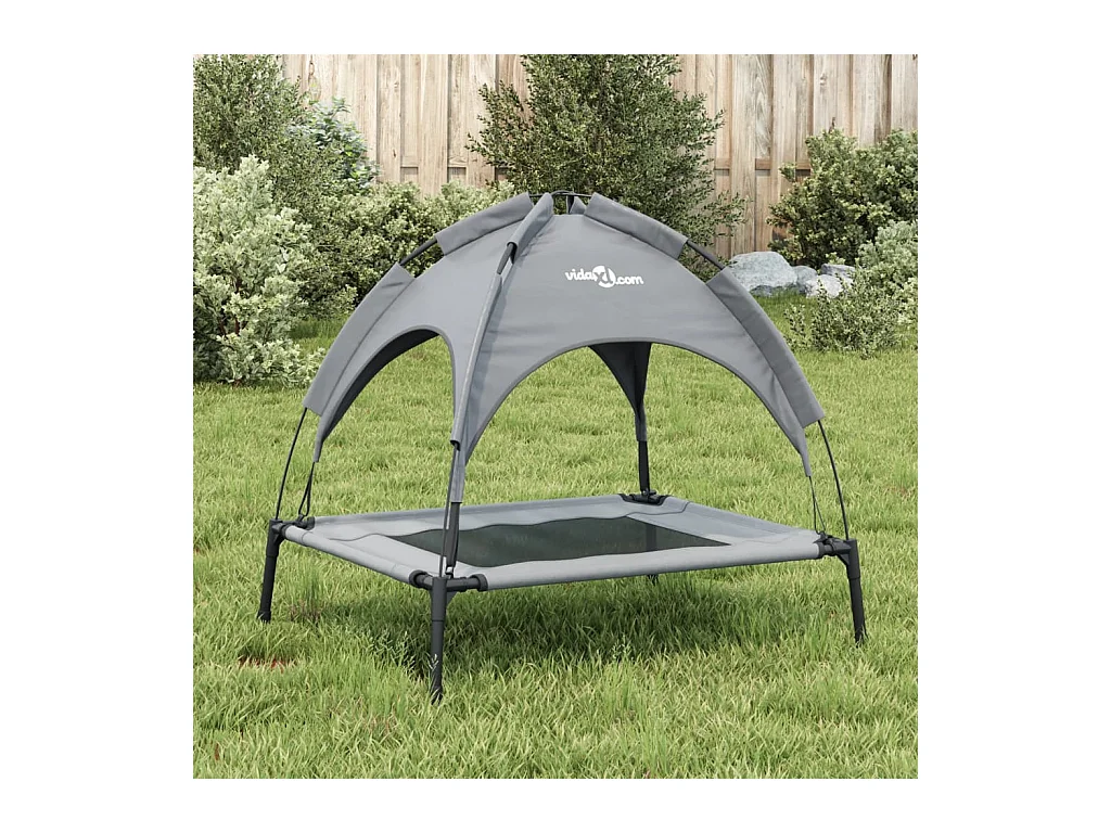 Lit pour chien avec auvent anthracite tissu Oxford et acier