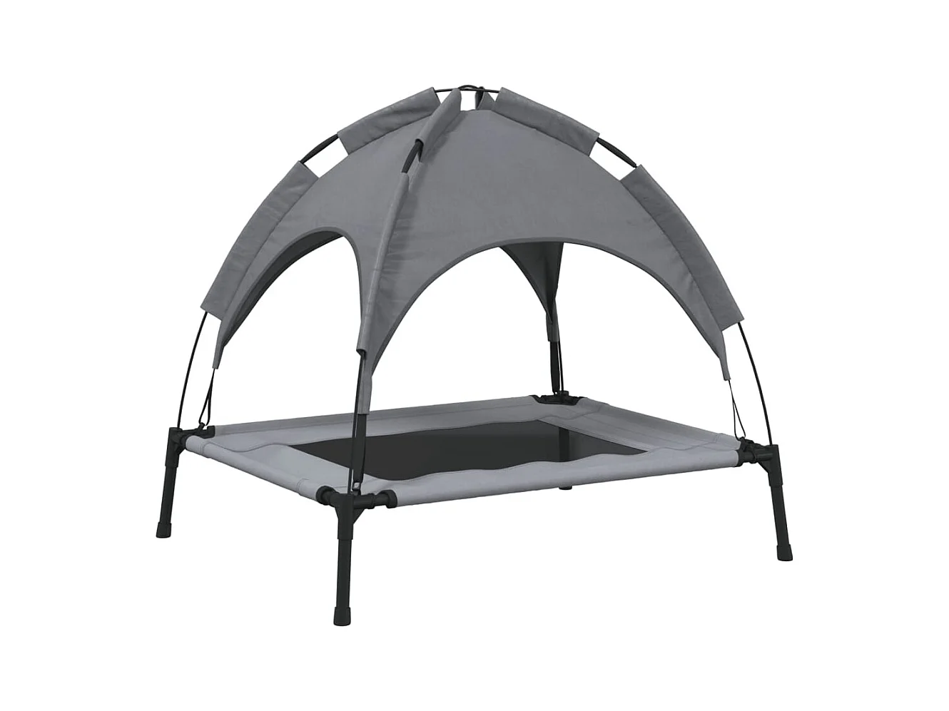 Lit pour chien avec auvent anthracite tissu Oxford et acier