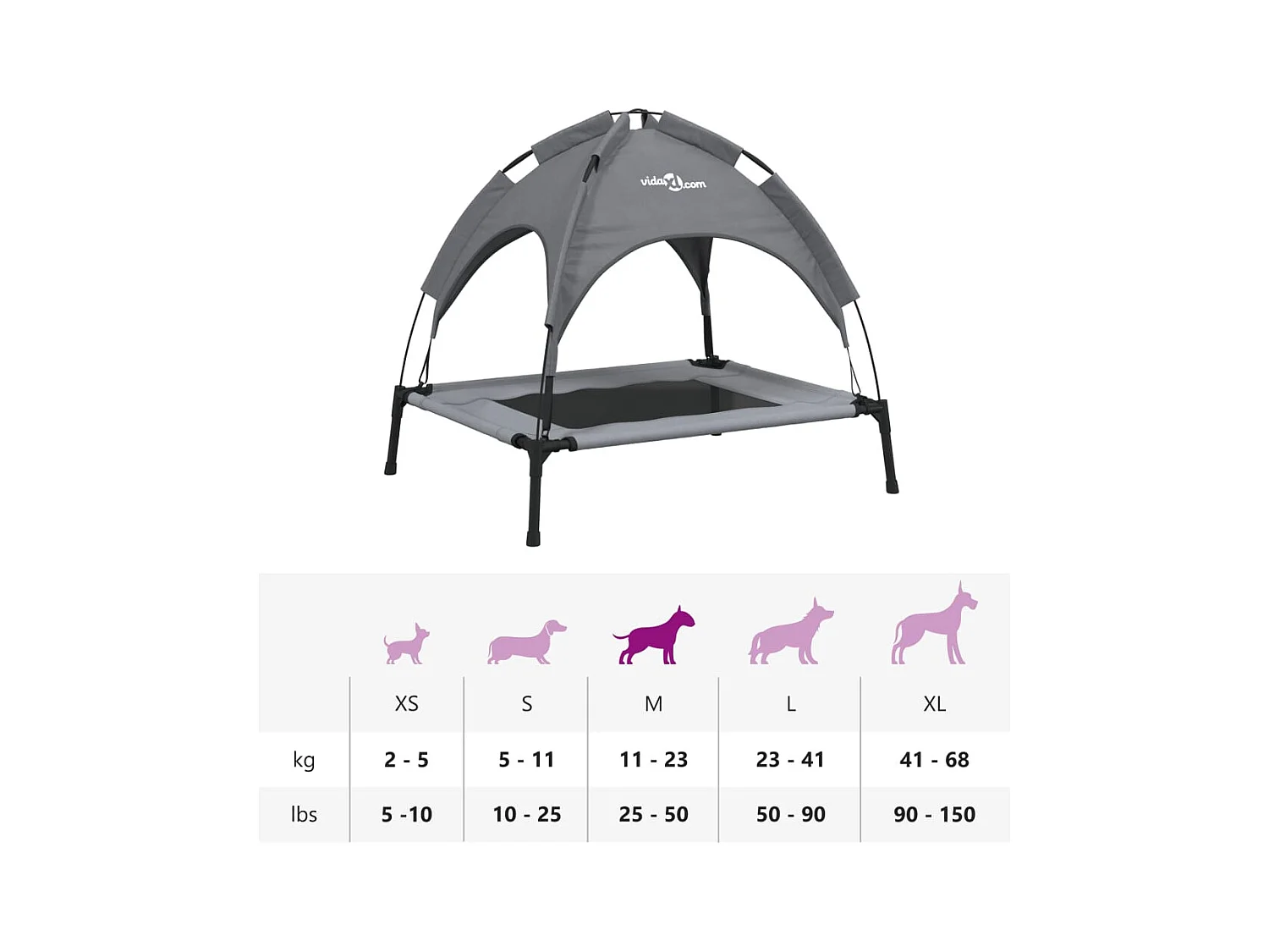 Lit pour chien avec auvent anthracite tissu Oxford et acier