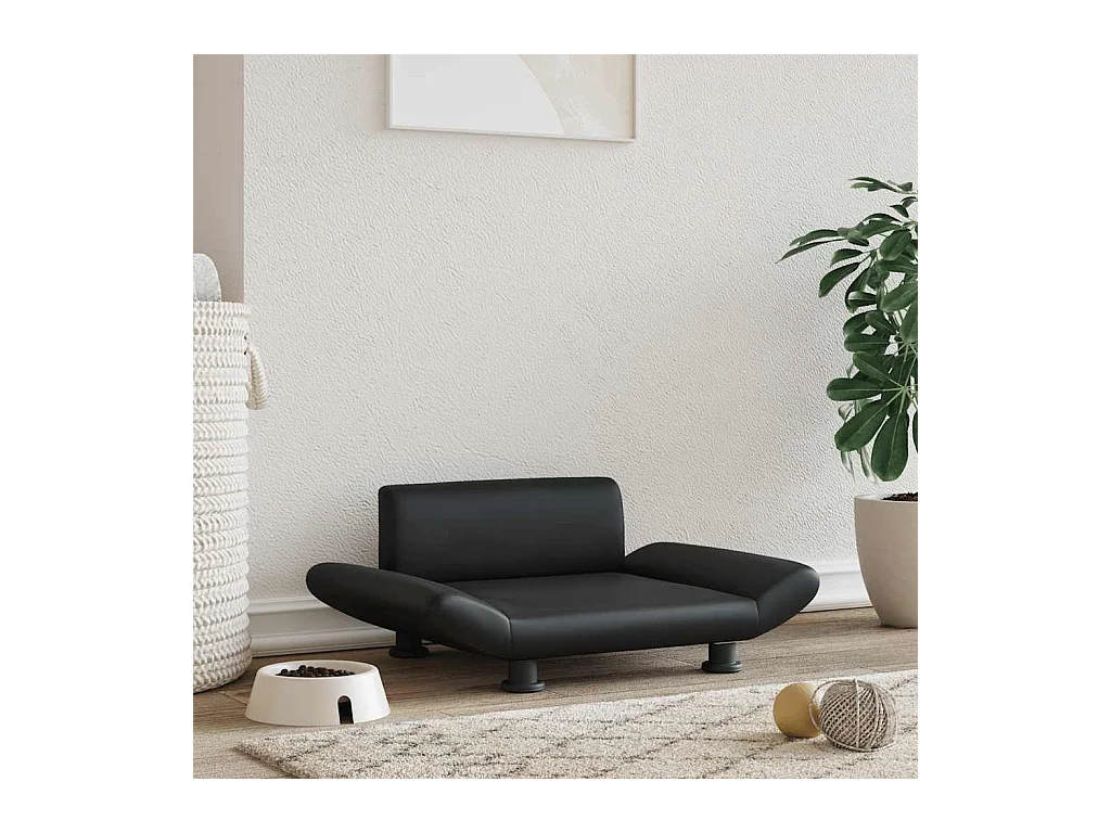 Cama para perros de cuero sintético negra 70x45x28 cm