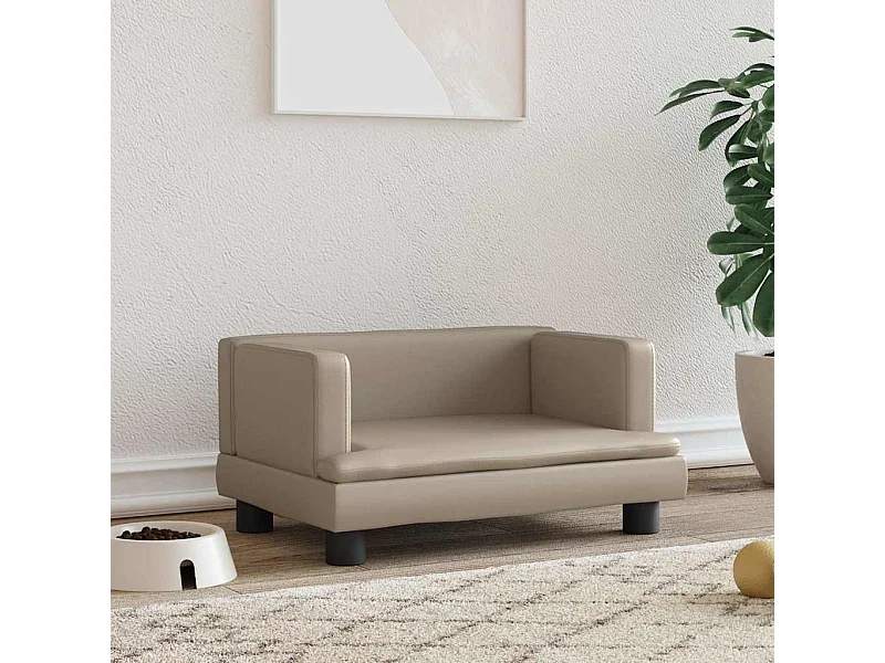 Cama para perros de cuero sintético color capuchino 60x40x30 cm