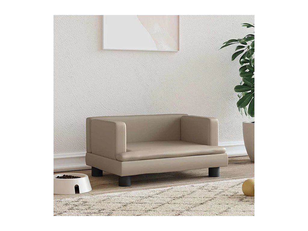 Cama para perros de cuero sintético color capuchino 60x40x30 cm