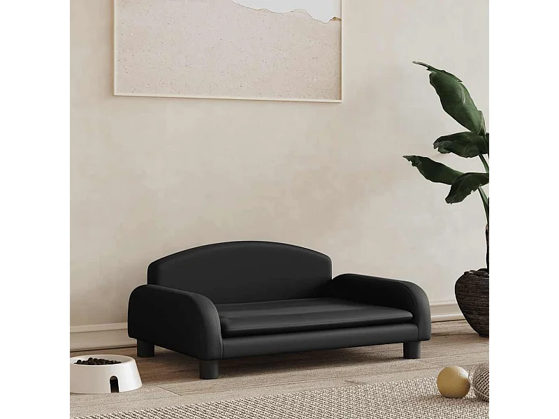 Cama para perros de cuero sintético negra 70x45x30 cm
