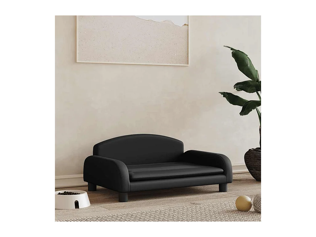 Cama para perros de cuero sintético negra 70x45x30 cm