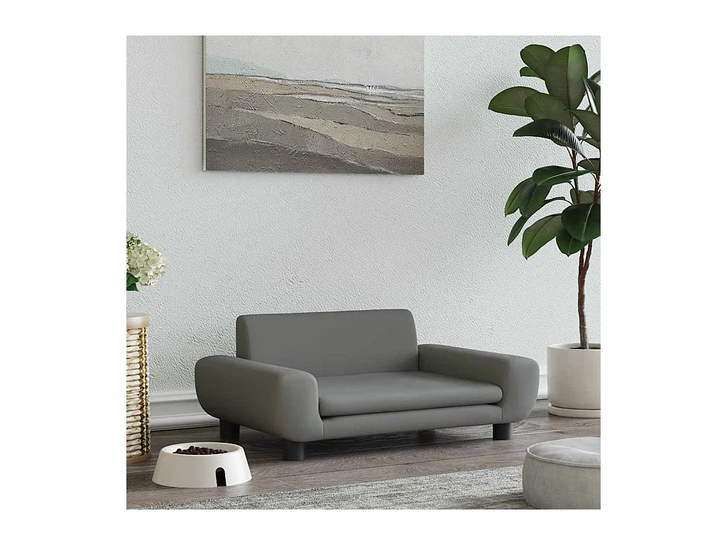 Cama para perros de terciopelo gris oscuro 70x45x33 cm