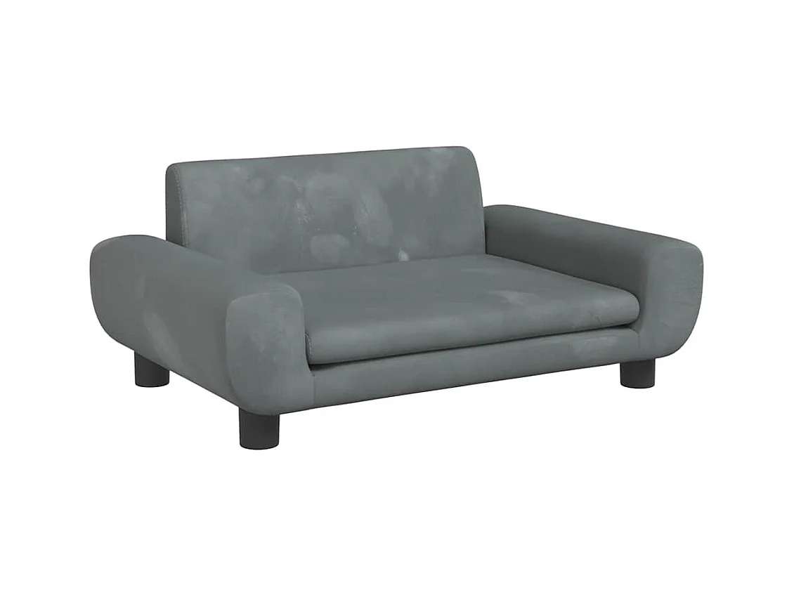 Cama para perros de terciopelo gris oscuro 70x45x33 cm