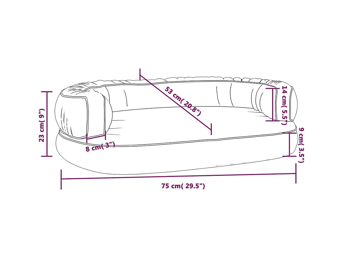 Cama para perros de espuma cuero sintético azul oscuro 75x53 cm