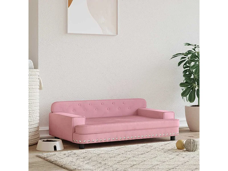 Cama para perros de terciopelo rosa 90x53x30 cm