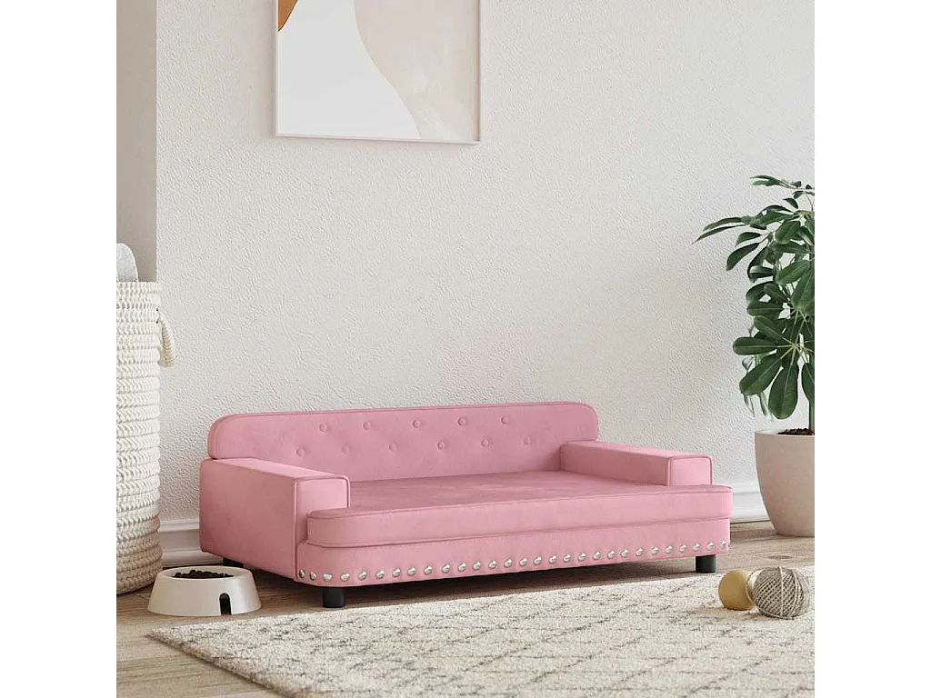 Lit pour chien rose 90x53x30 cm velours
