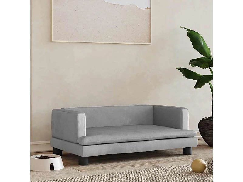 Cama para perros de terciopelo gris claro 80x45x30 cm