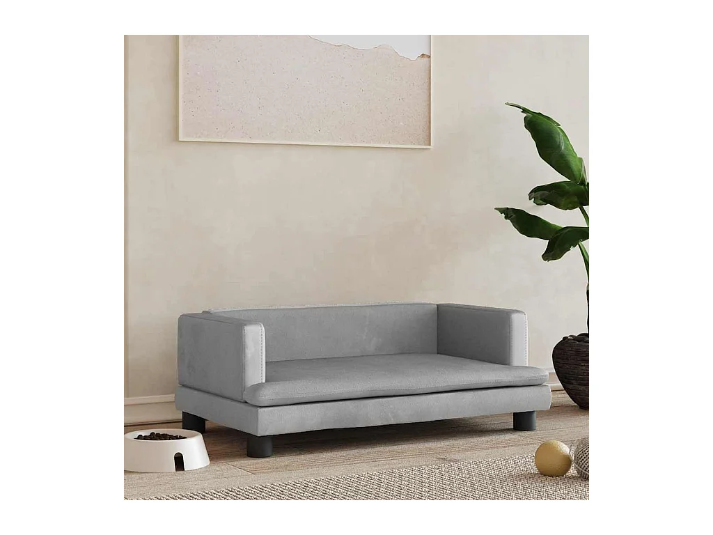 Cama para perros de terciopelo gris claro 80x45x30 cm