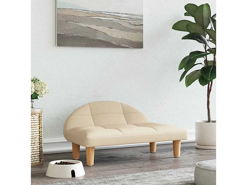 Cama para perros de tela crema 70x52x30 cm