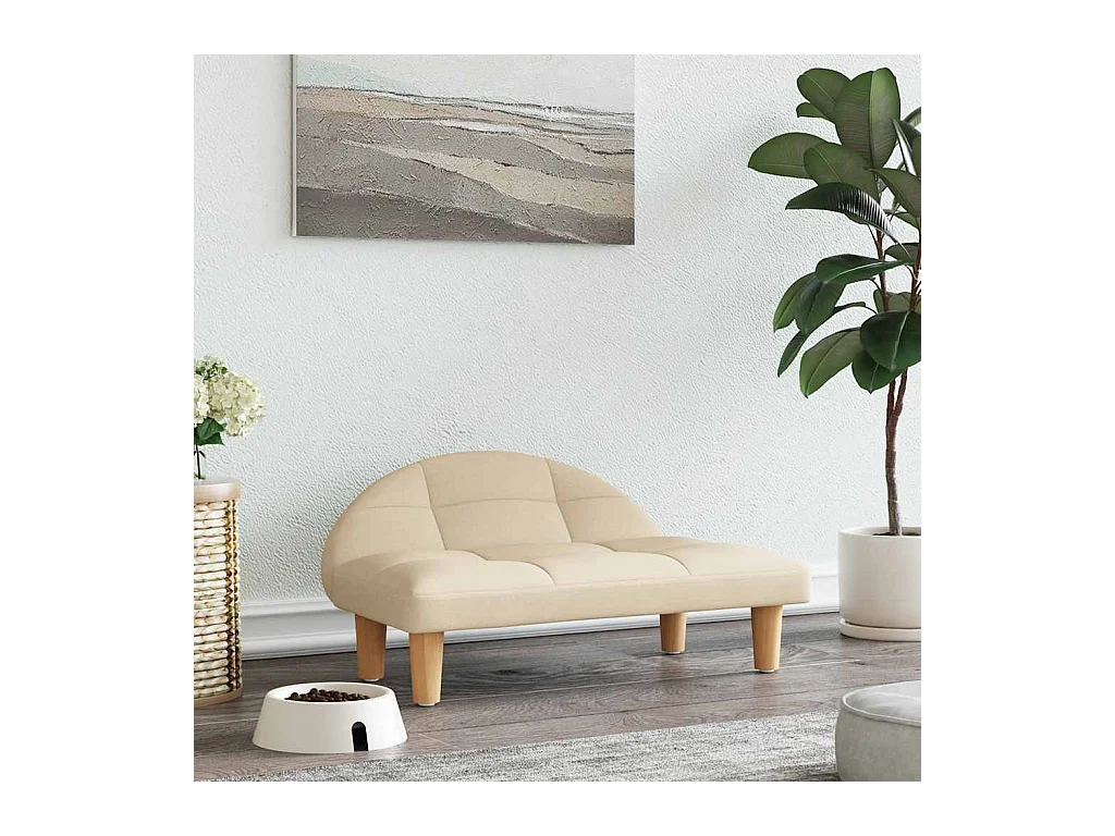 Cama para perros de tela crema 70x52x30 cm