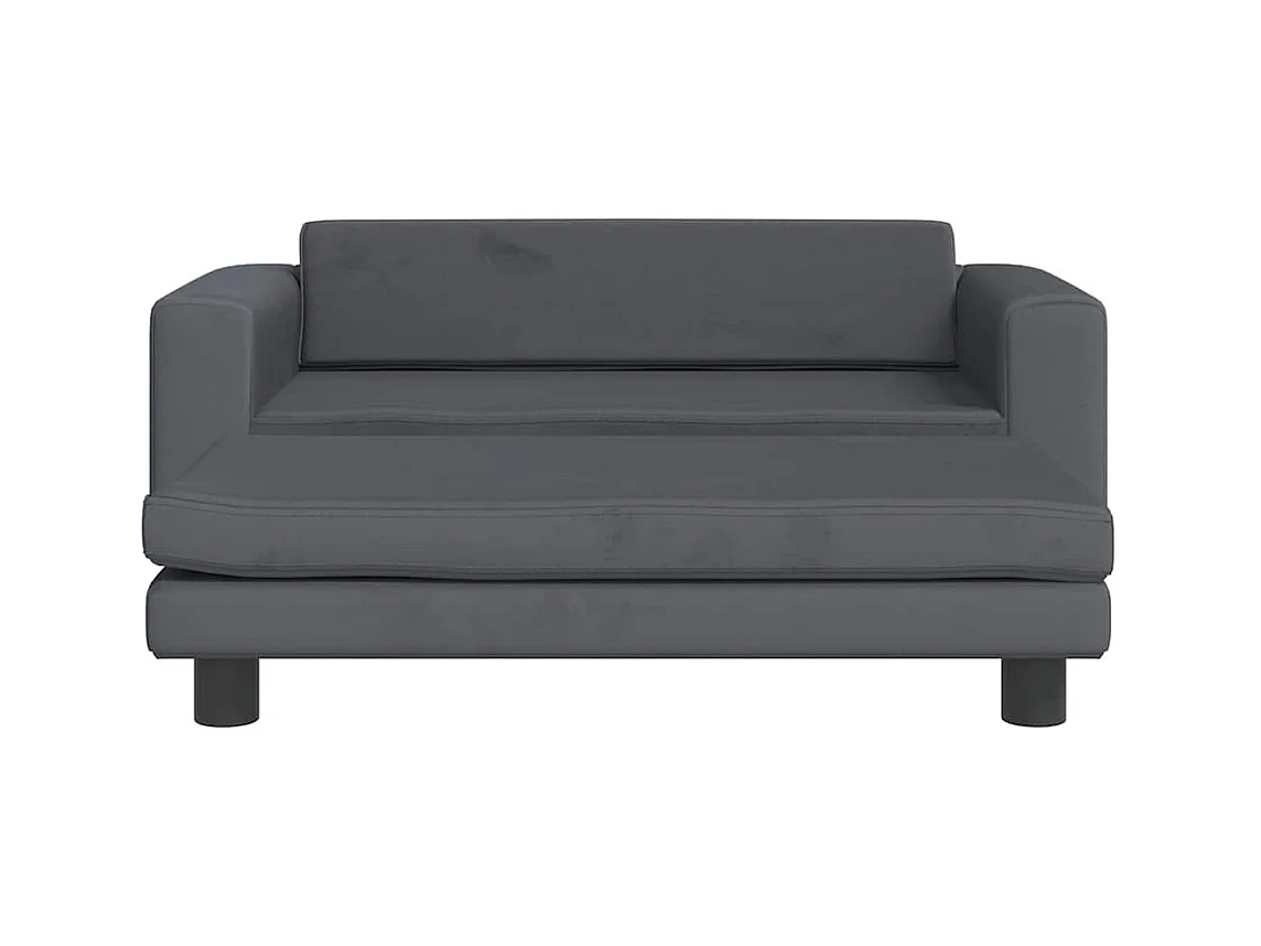 Cama de perros con extensión terciopelo gris oscuro 100x50x30cm
