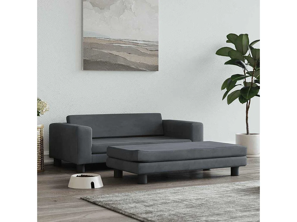 Cama para cães com extensão 100x50x30 cm veludo cinzento-escuro