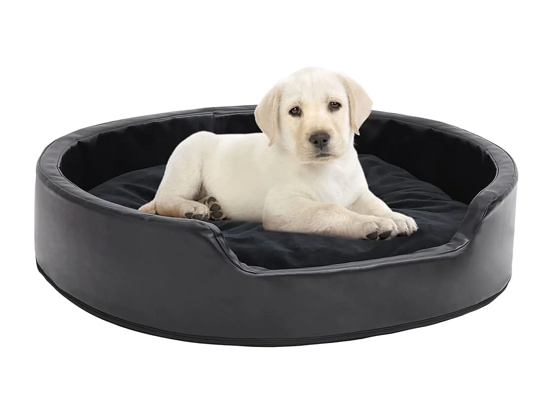 Lit pour chiens Noir 79x70x19 cm Peluche et similicuir