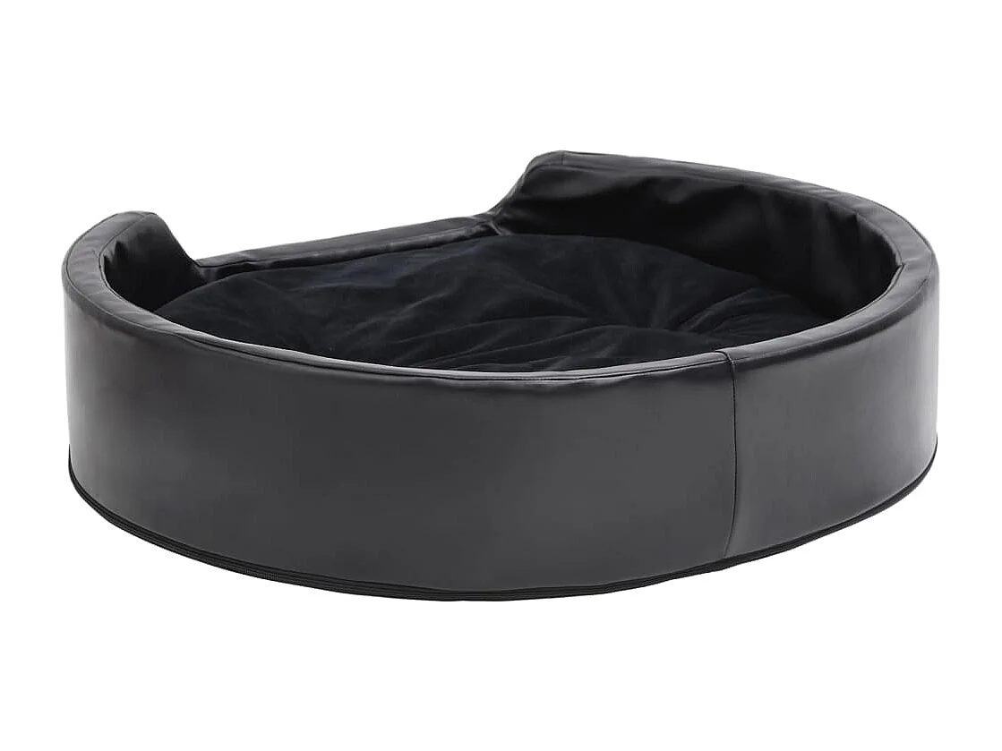 Lit pour chiens Noir 79x70x19 cm Peluche et similicuir