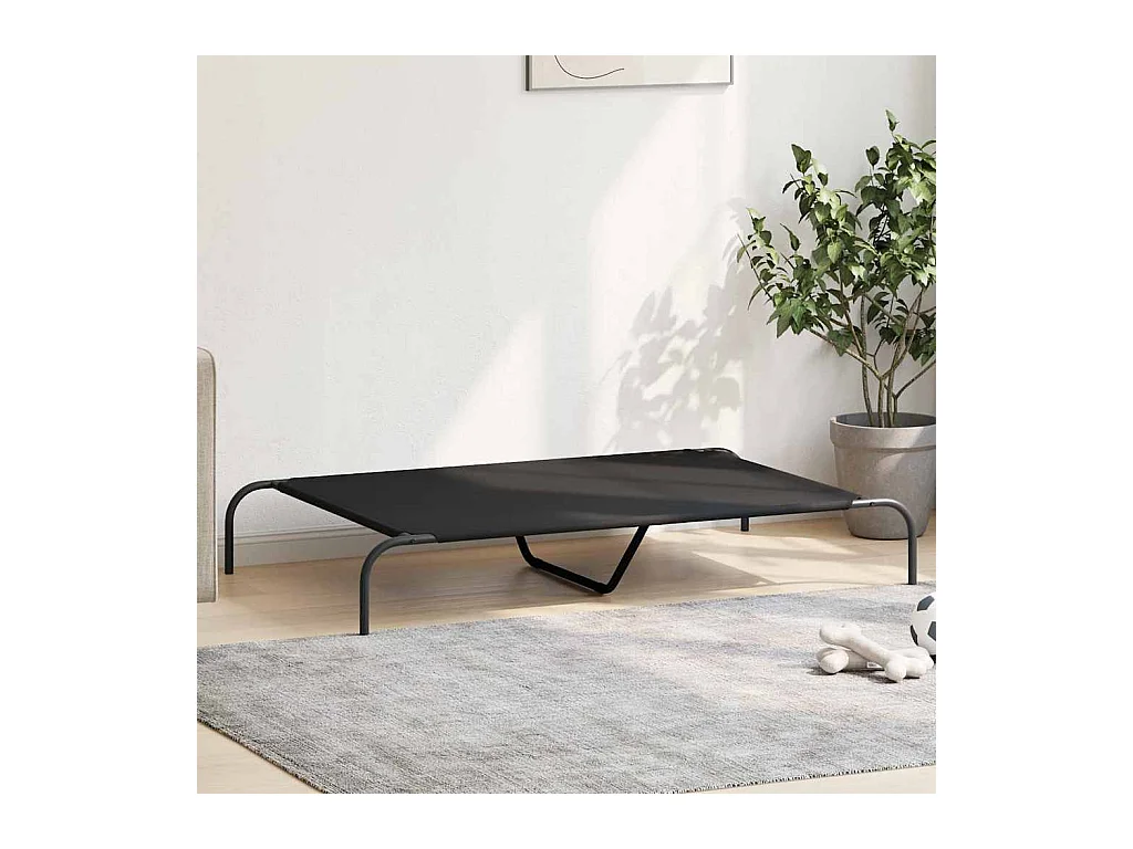 Cama para cães elevada 130x80x20cm tecido oxford e aço preto