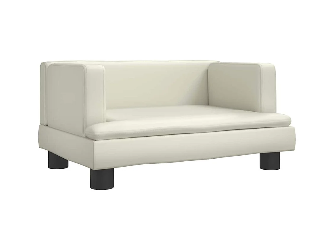 Cama para cães 60x40x30 cm couro artificial cor creme