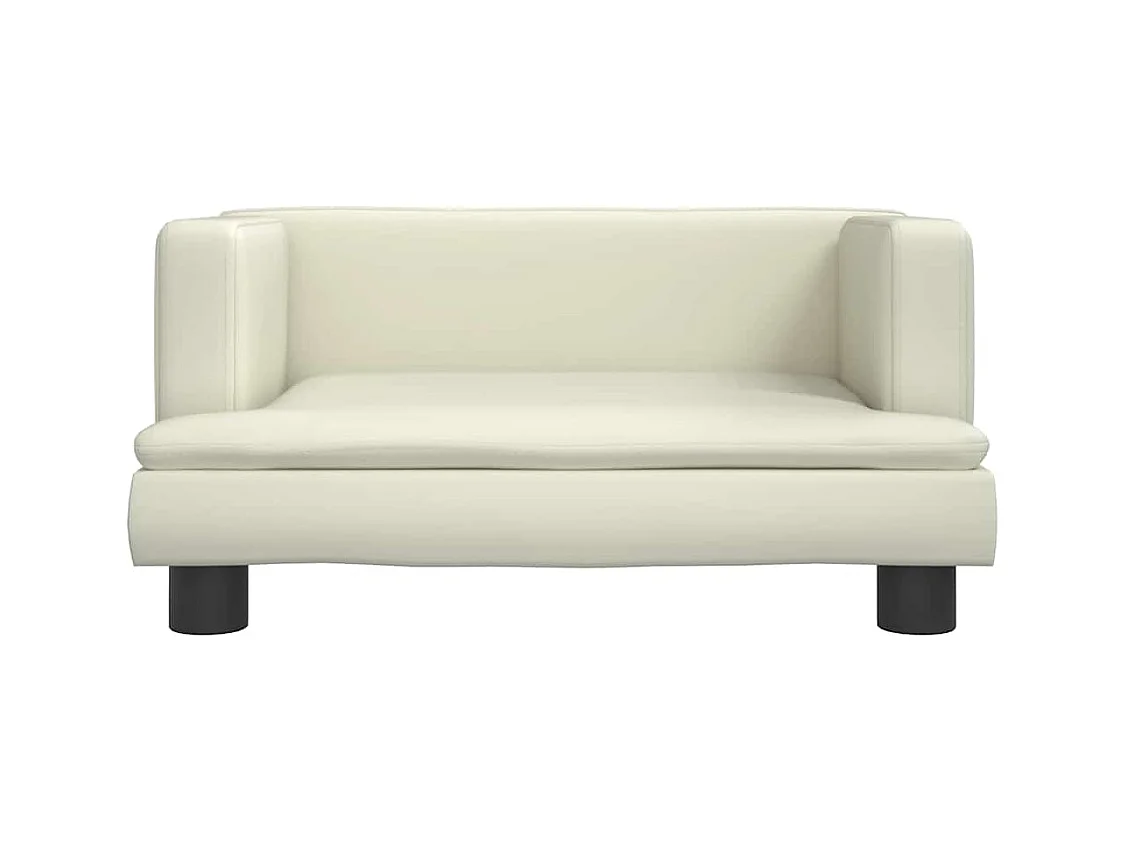 Cama para cães 60x40x30 cm couro artificial cor creme