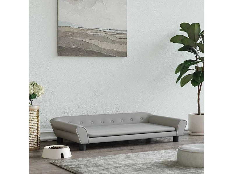 Cama para perros de terciopelo gris claro 100x50x21 cm