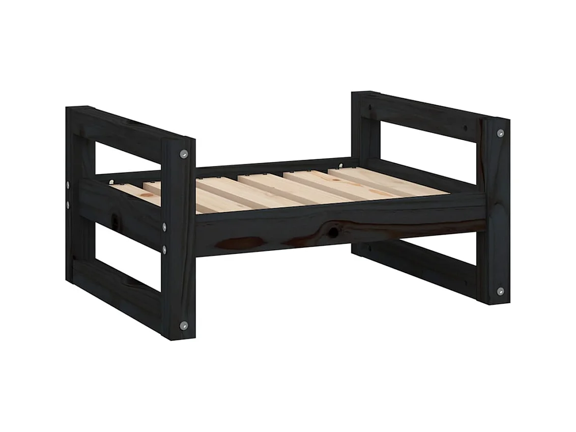 Cama para perros madera maciza de pino negro 55,5x45,5x28 cm