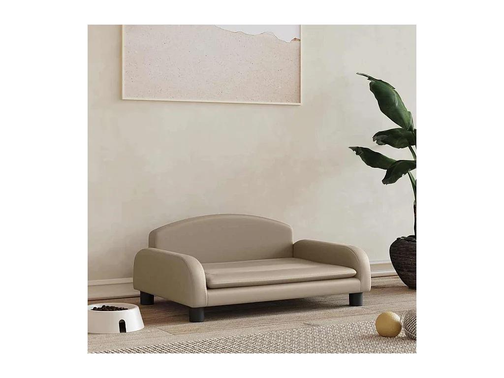 Cama para perros de cuero sintético color capuchino 70x45x30 cm
