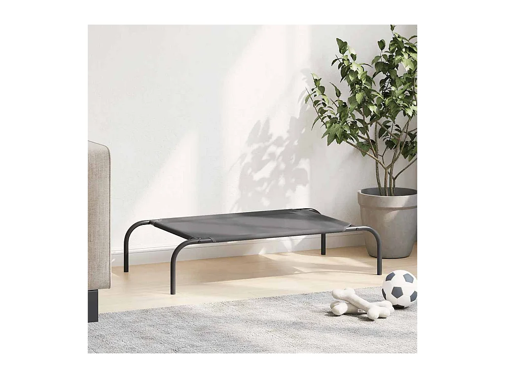 Lit surélevé pour chien gris 90x50x20 cm textilène et acier