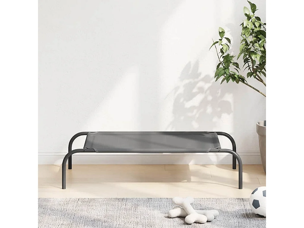 Cama para cães elevada 90x50x20 cm Textilene e aço cinzento