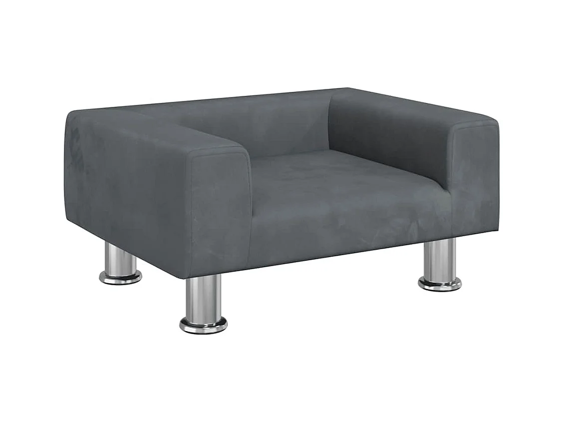 Cama para perros de terciopelo gris oscuro 50x40x26,5 cm