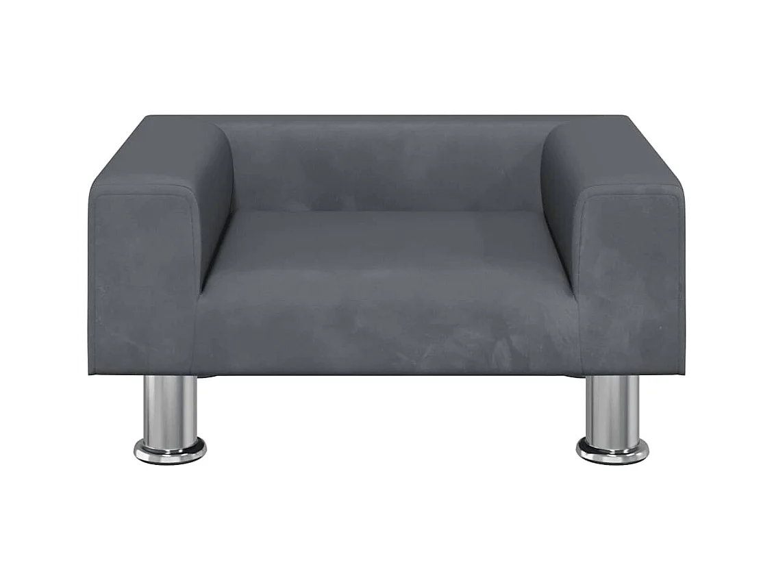 Cama para perros de terciopelo gris oscuro 50x40x26,5 cm