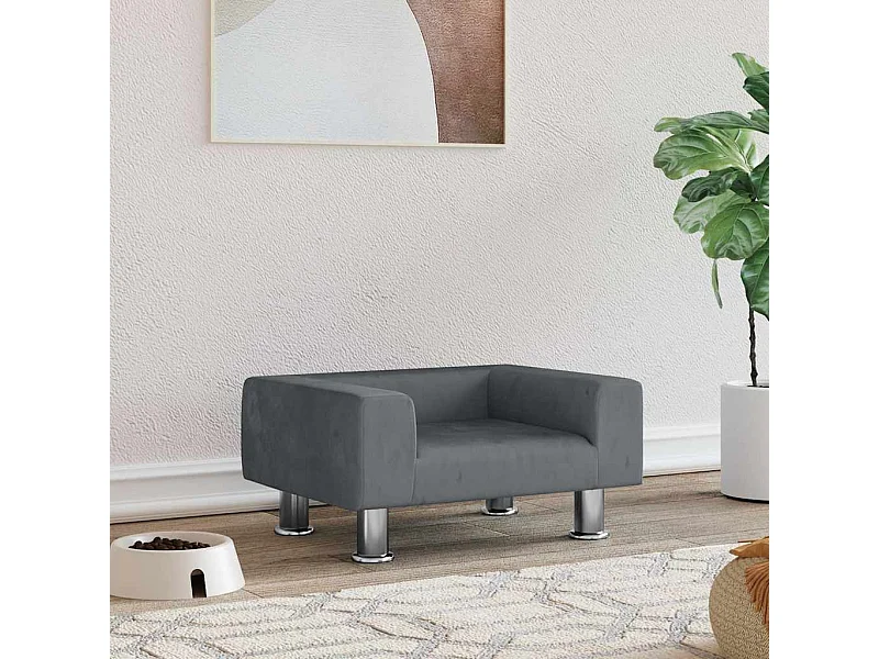 Cama para cães 50x40x26,5 cm veludo cinzento-escuro