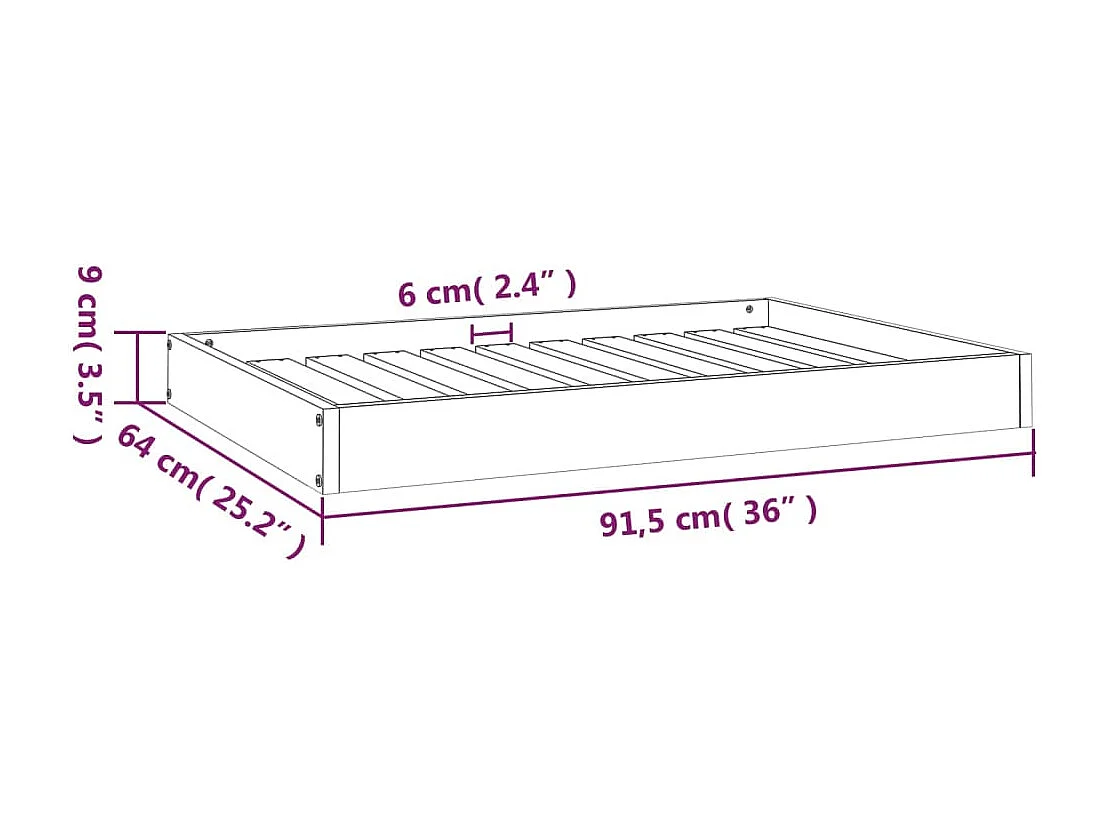 Lit pour chien Blanc 91,5x64x9 cm Bois de pin solide