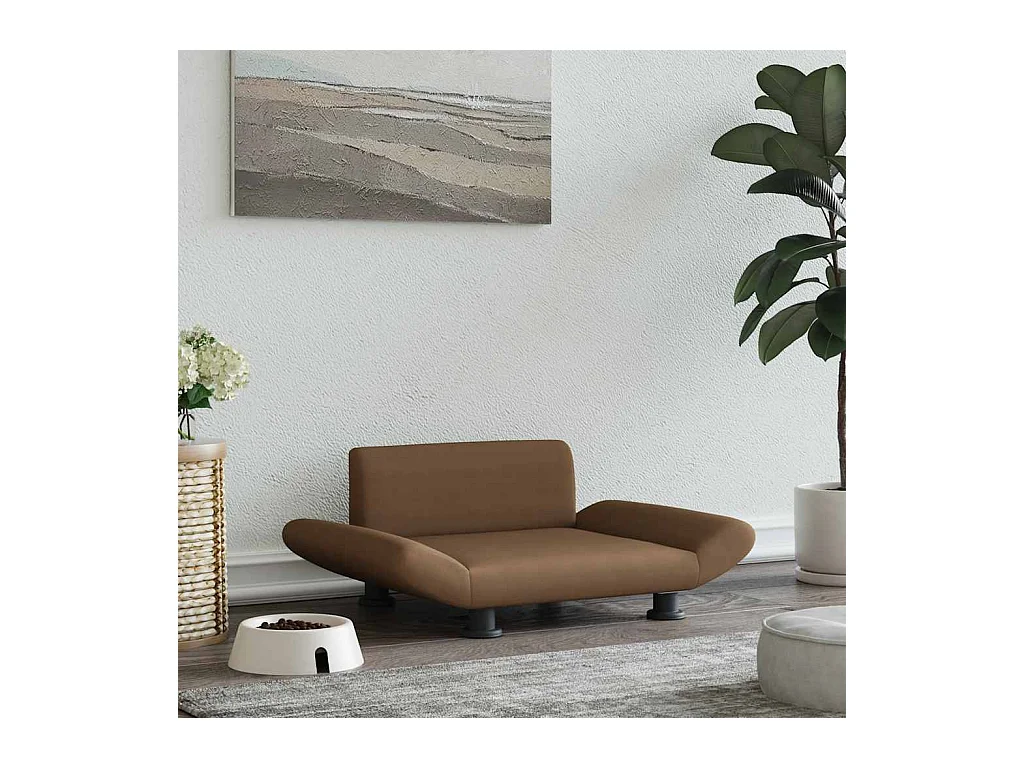 Lit pour chien marron 70x45x28 cm tissu