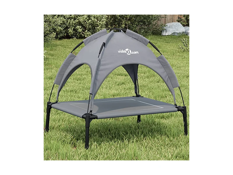 Lit pour chien avec auvent anthracite tissu Oxford et acier