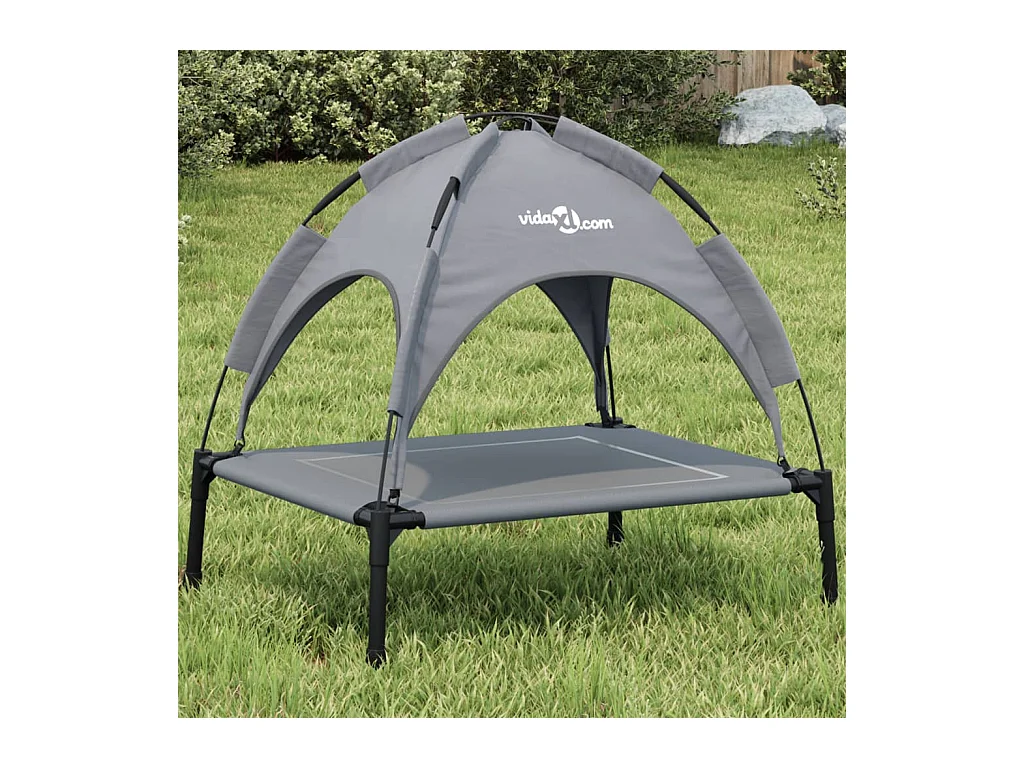 Lit pour chien avec auvent anthracite tissu Oxford et acier