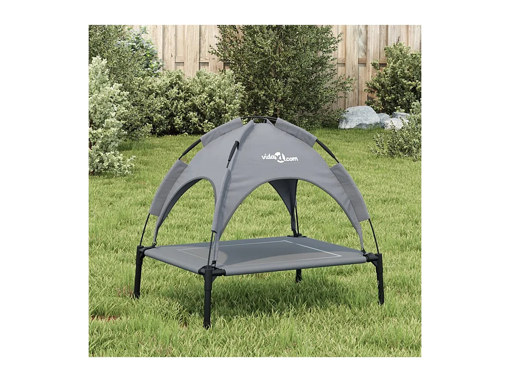 Lit pour chien avec auvent anthracite tissu Oxford et acier