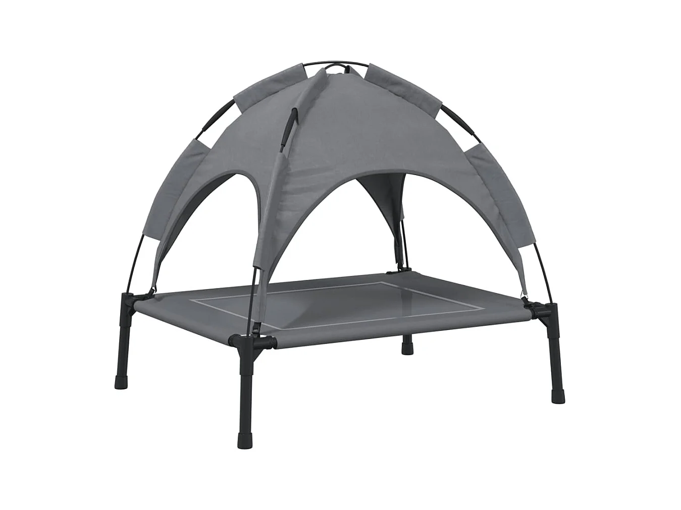 Lit pour chien avec auvent anthracite tissu Oxford et acier