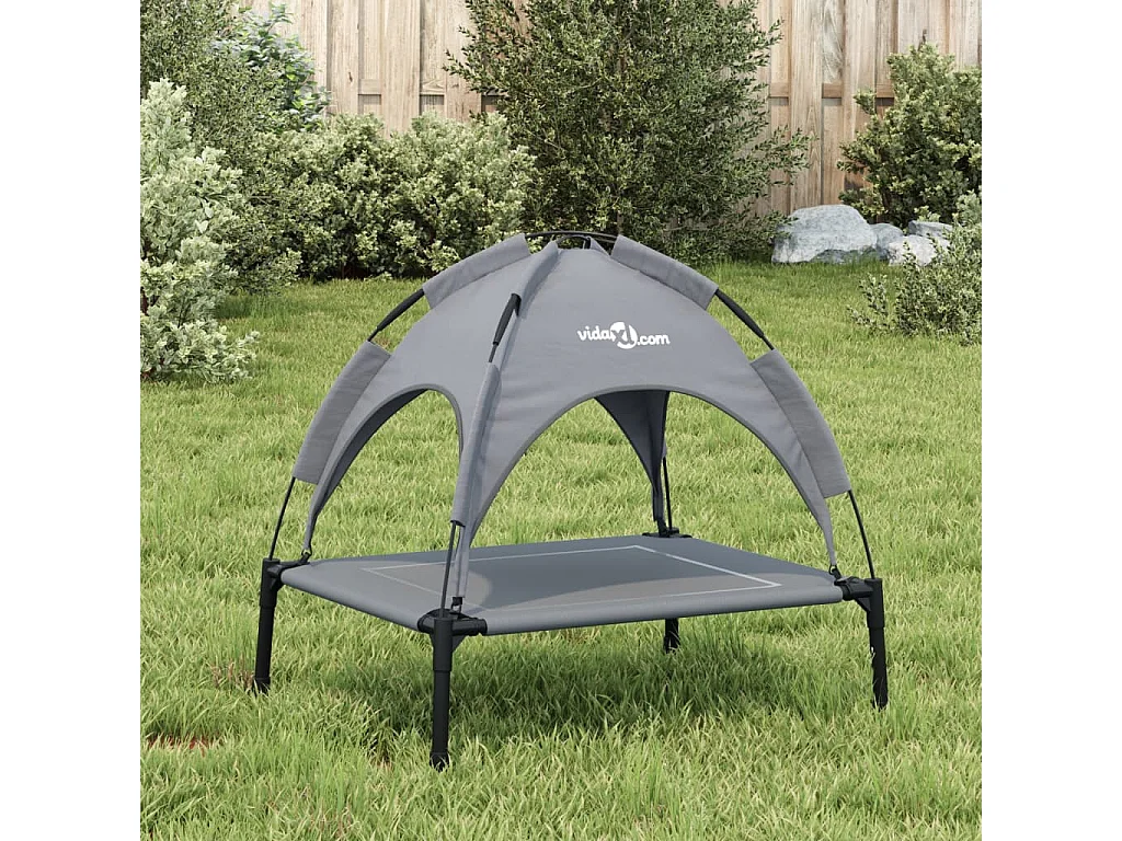 Lit pour chien avec auvent anthracite tissu Oxford et acier