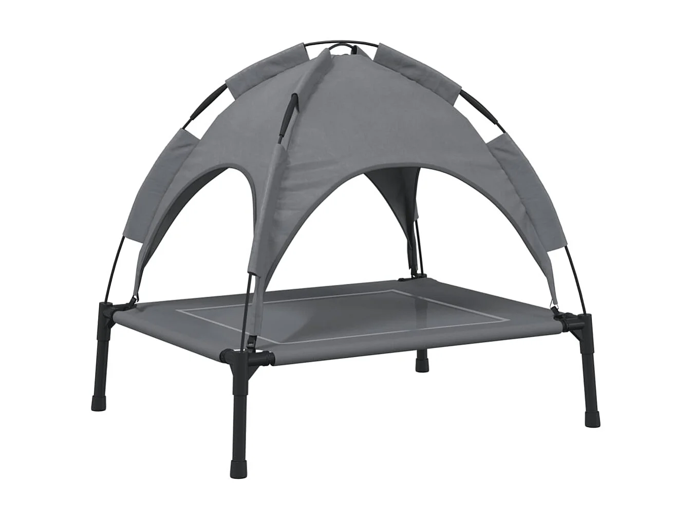 Lit pour chien avec auvent anthracite tissu Oxford et acier