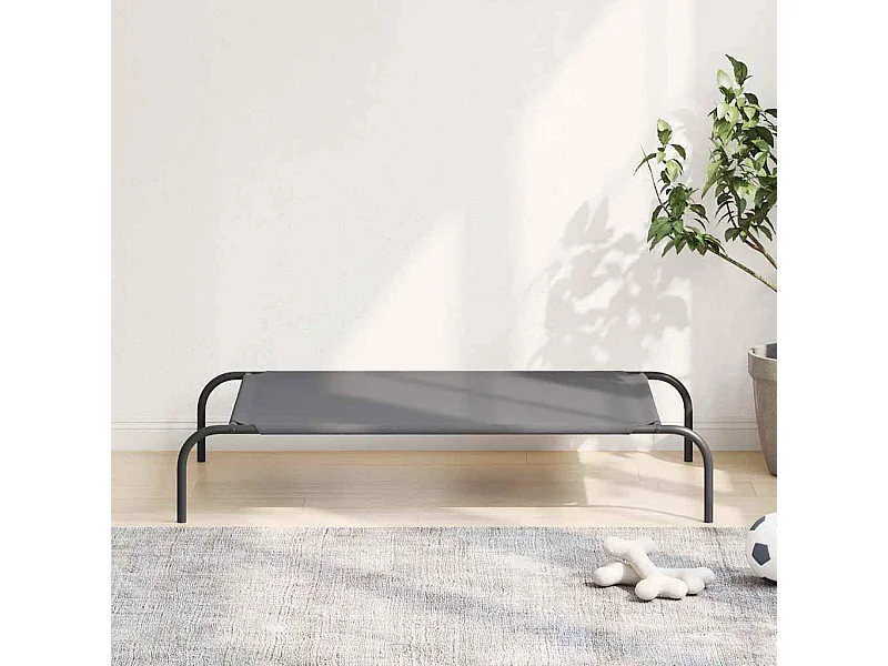 Cama para cães elevada 110x65x20cm tecido oxford e aço cinzento