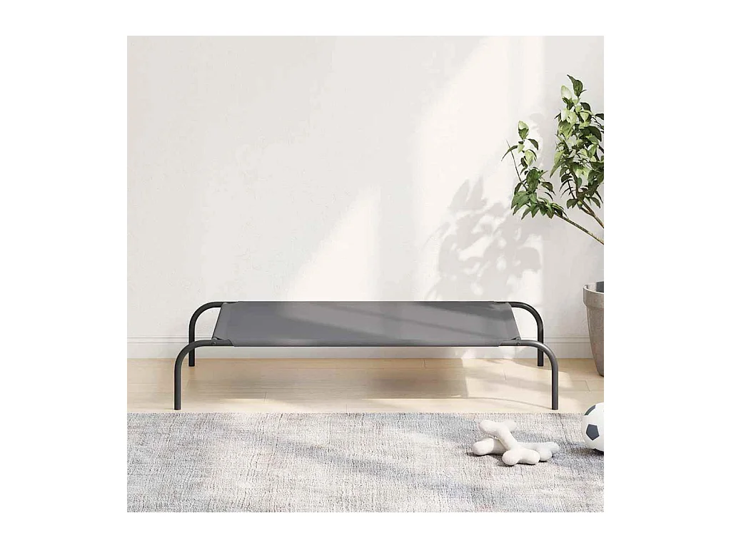 Cama para cães elevada 110x65x20cm tecido oxford e aço cinzento