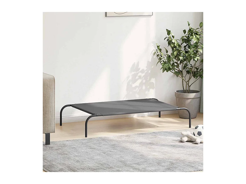 Cama para cães elevada 110x65x20cm tecido oxford e aço cinzento