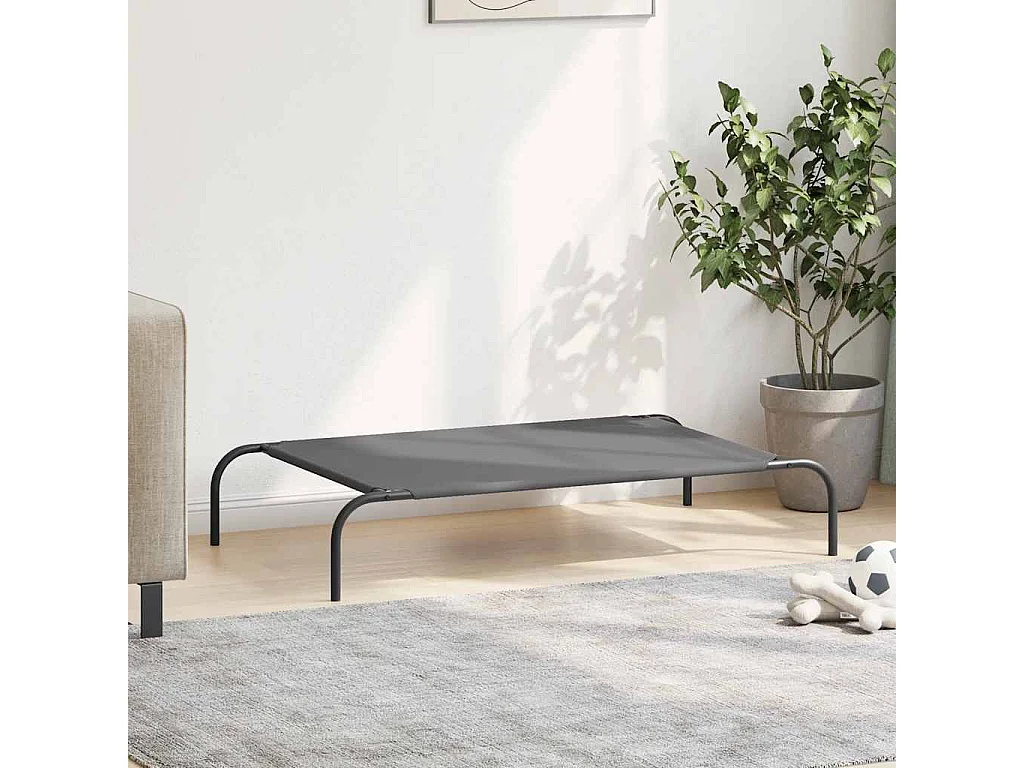 Cama para cães elevada 110x65x20cm tecido oxford e aço cinzento