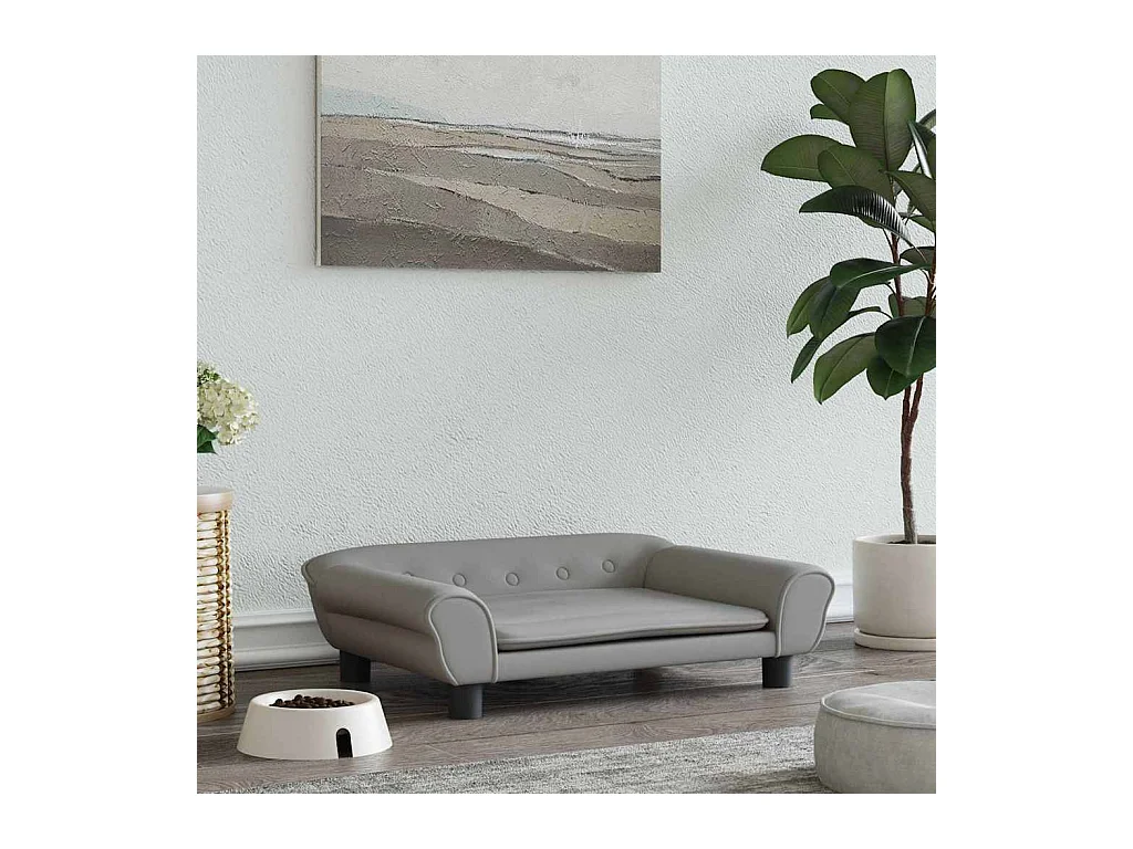 Cama para perros de terciopelo gris claro 70x48x22 cm