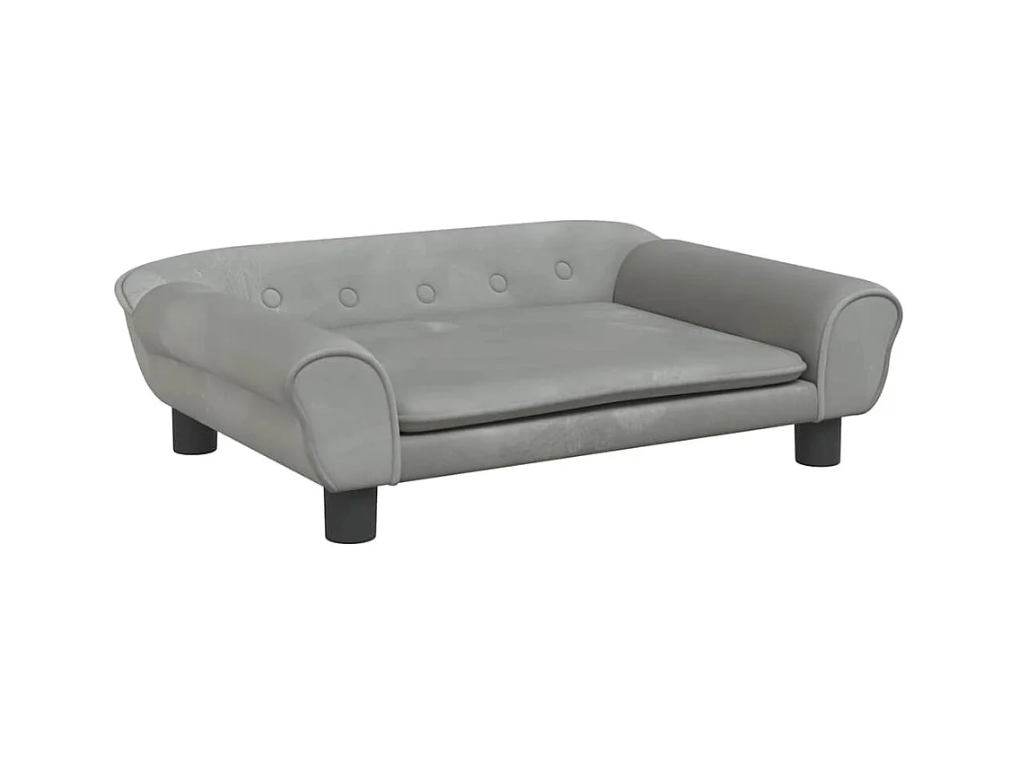 Cama para perros de terciopelo gris claro 70x48x22 cm