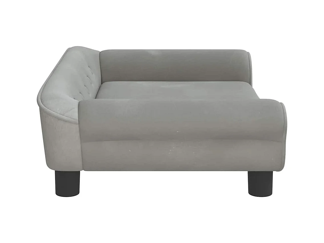 Cama para perros de terciopelo gris claro 70x48x22 cm